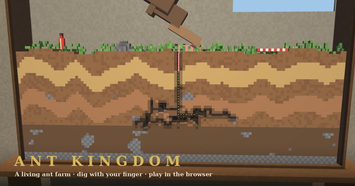Ant Kingdom: a voxel ant colony in a glass tank